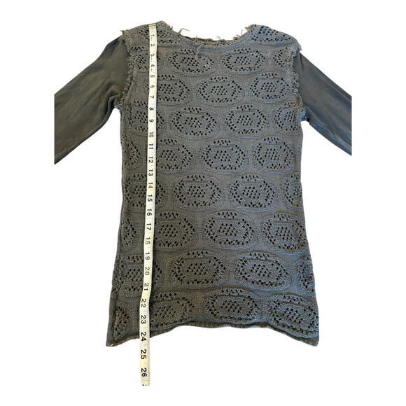 Heyne Bogut Womens Sweater Size 1 Hand Dyed Grey Long Sleeve Knit Distressed USA - Picture 6 of 10